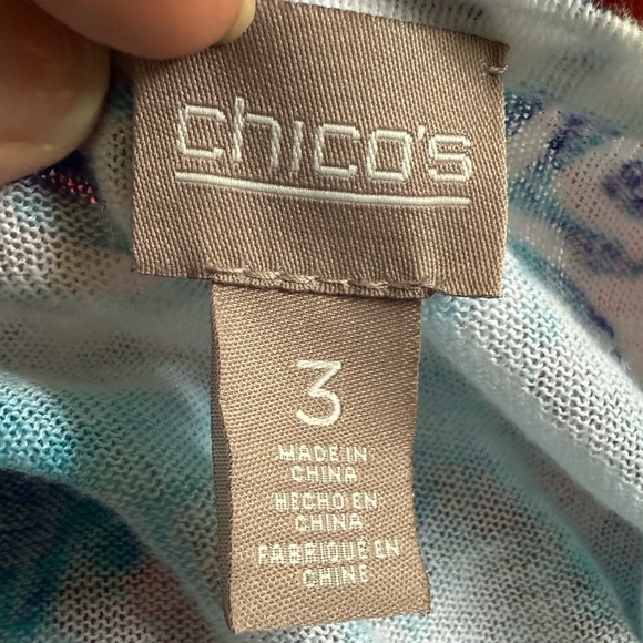 Chico's Blue Watercolor Open Front Cardigan Size 3/XL Thin Lightweight Linen - Picture 6 of 6